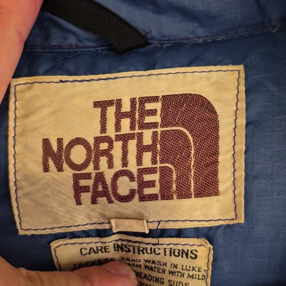 THE NORTH FACE Blue Goose‎ Down Puffer Mens Large Full Button Vest VTG 70s RARE